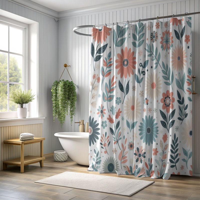 Rideau de douche standard 1 pièce Ferdous Flower Power, H 74 po x l 40 po