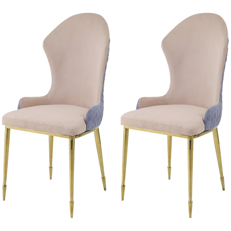 Chaises de salle à manger brun clair et dorées de 2 - Motif uni pour un attrait intemporel nid d'abeille lavande