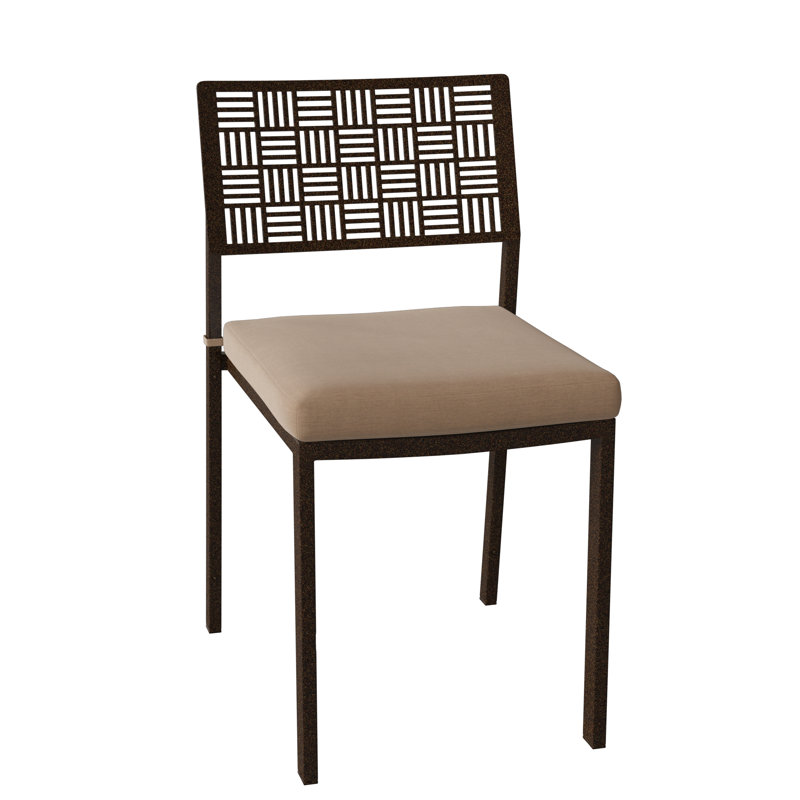 Chaise d'appoint empilable pour patio, Toile Sunbrella® beige chiné, Blanc patiné