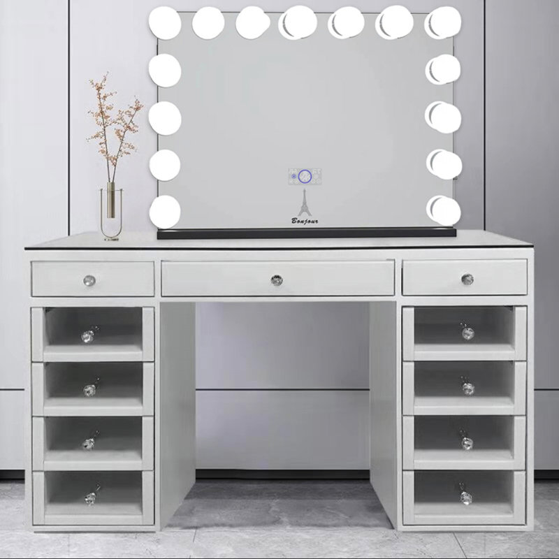 Ensemble coiffeuse Hollywood avec miroir, Noir, H 27 po x l 31,5 po