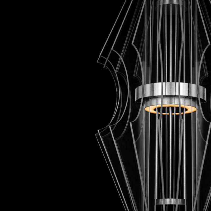Newton Silver Leaf 3-Light Geometric LED Pendant with Carved Crystal