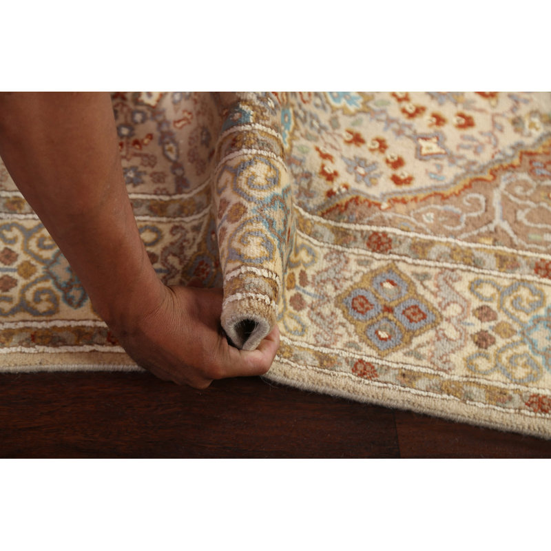Tapis Tabriz en laine / soie à teinture végétale noué à la main 4 x 6