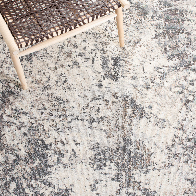 Elegant Grey/Ivory Synthetic 10' x 14' Easy-Care Area Rug