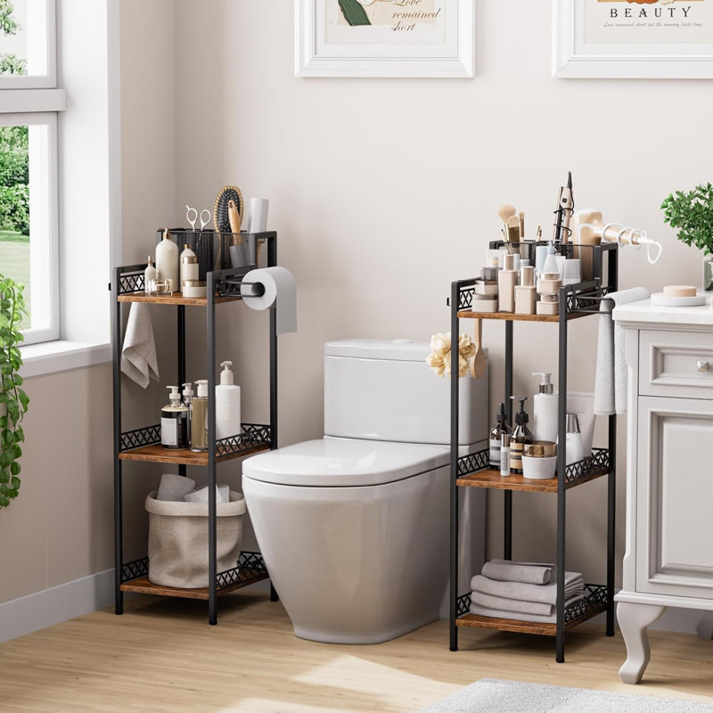 3-tier Bathroom Shelf Organizer With Hook, Black