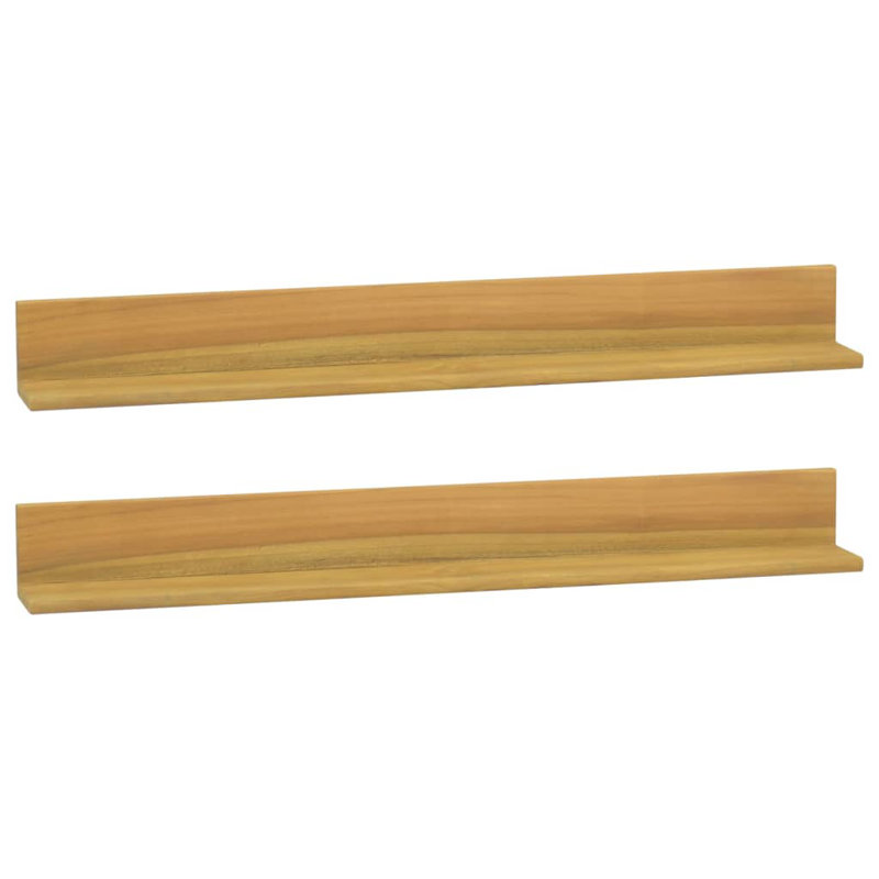 Iowa Park 2 Piece Teak Solid Wood Floating Shelf, 10cm H x 90cm W x 10cm D