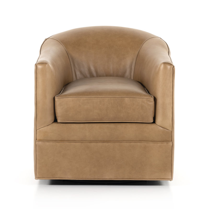 Faria Genuine Leather Swivel Armchair, Osorno Taupe Leather