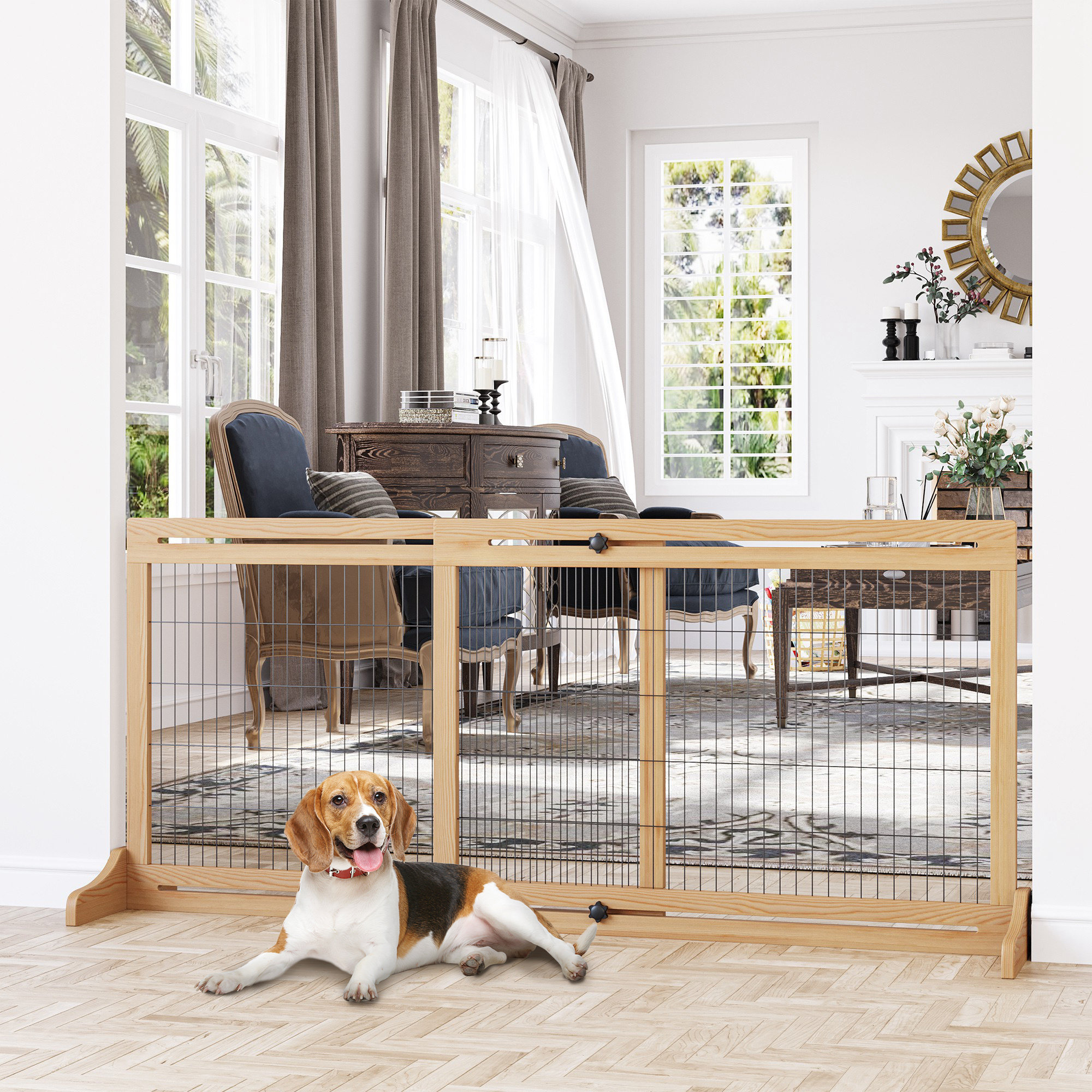 Tucker Murphy Pet™ Ephi Wood Adjustable Free Standing Pet Gate | Wayfair