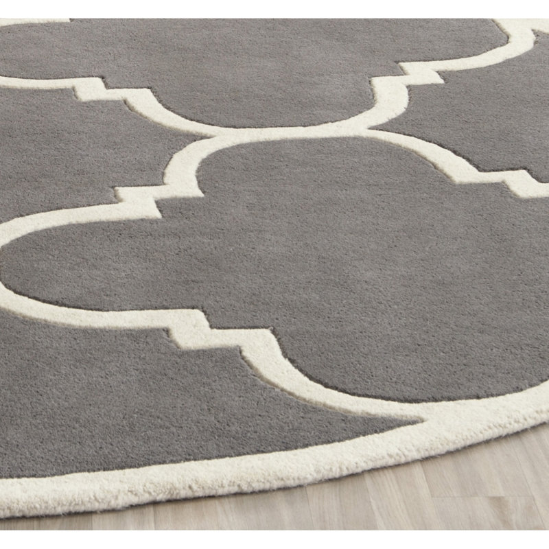 Carolene Hand Tufted Wool Geometric Rug, Round 7'