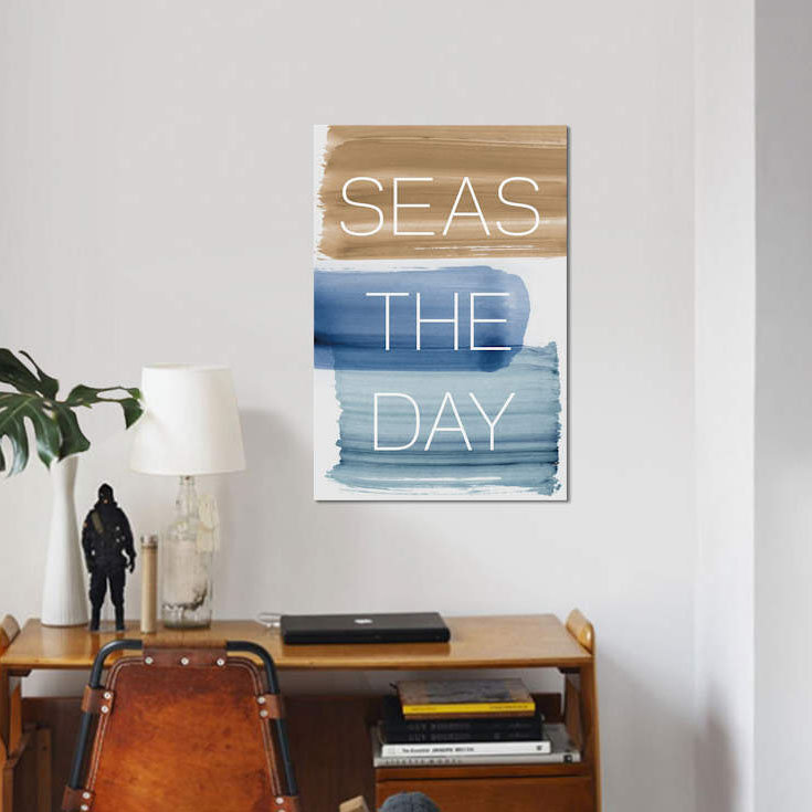 « mers the day », art textuel sur toile, H 40 po x l 26 po x P 1,5 po, Toile tendue, Pas de tapis