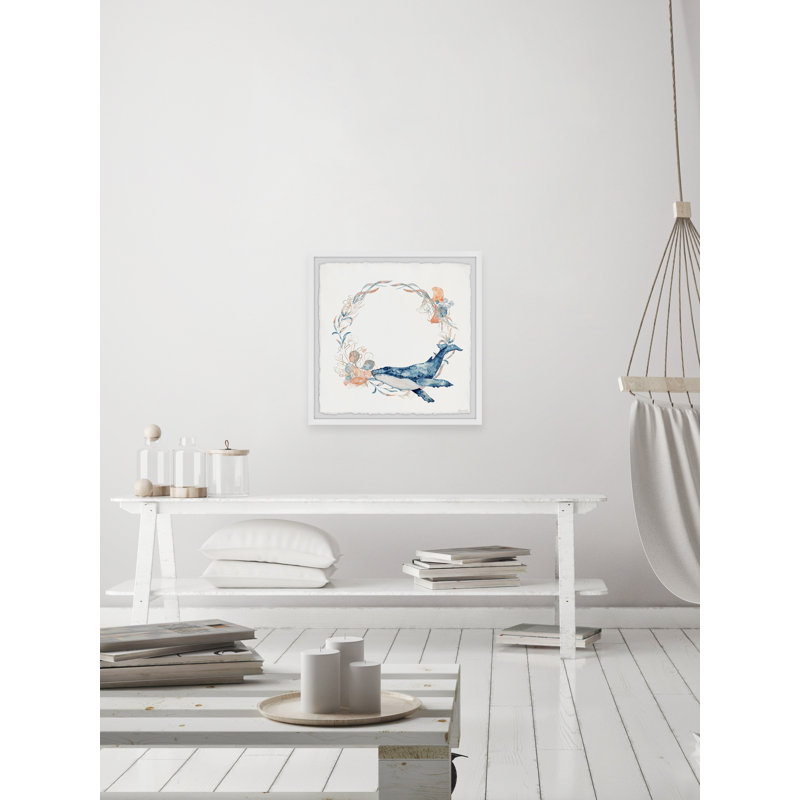 Flower Crown Whale by Marmont Hill - Single Picture Frame Painting, 45cm H x 45cm W x 3.81cm D