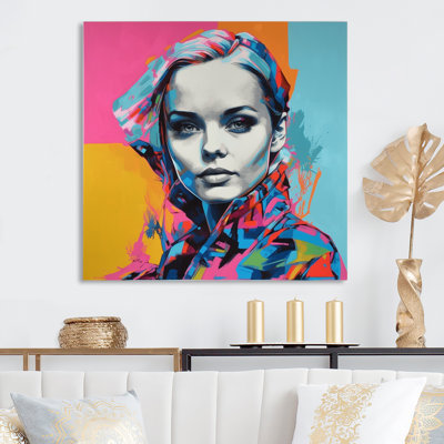 Retro Pop Art Portrait of Beautiful Young Woman - Print