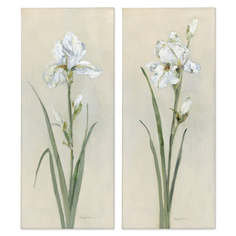 Ensemble d'art mural sur toile 2 pièces Irises Traditional par Sally Swatland, H 30 po x l 13 po