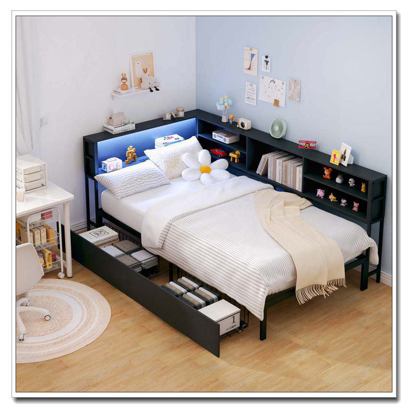 Lit de jour simple d'angle, Noir
