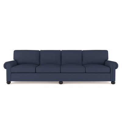 Leroy Rolled Panel-Arm Extra Long Sofa with Bun Feet