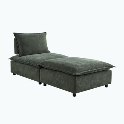 Armless Accent Chair with Ottoman