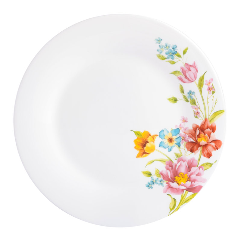 18-Piece Red Floral Opal Glass Dinnerware Set, Service for 6