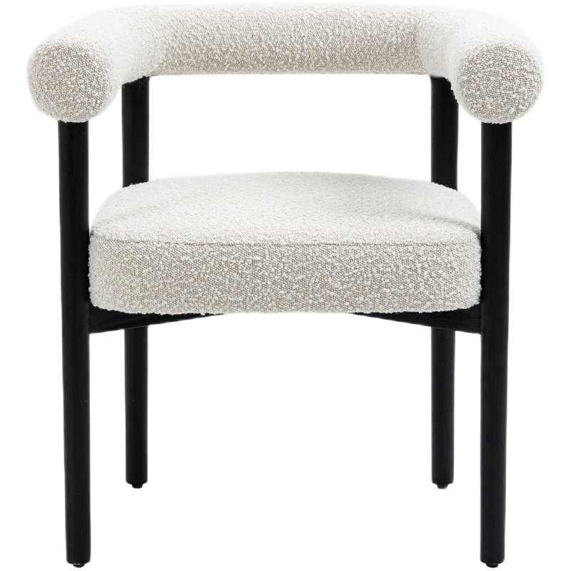 18.9'' H Boucle Fabric Upholstered Armchair, Black, Cream Boucle Fabric