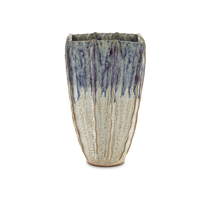 Sea Horizon Handmade Ceramic Table Vase, 20" H x 12.5" W x 9.5" D