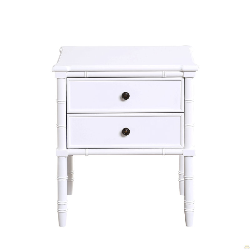 Emmett 2 Drawer Nightstand - White, White