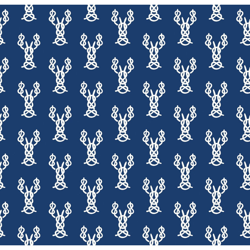 Nautical Lobster Knots 10' L x 24" W Wallpaper Roll, Navy, Faux Grasscloth, Non-pasted