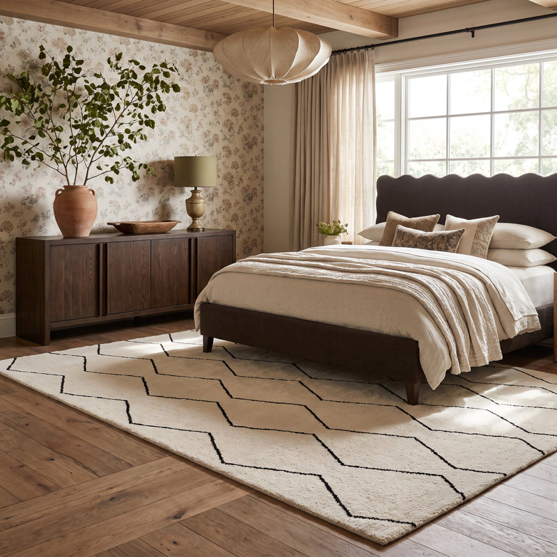 Tapis intérieur / extérieur à treillis beige / noir 7 pi x 10 pi (6 pi 6 po x 9 pi 6 po) Lenya de Branch Branch
