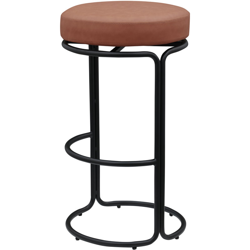 Tabouret de bar Skyelee, Cuir cognac végétalien