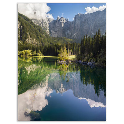 "Paysage lac de montagne dans les Alpes", reproduction de photo sur toile tendue