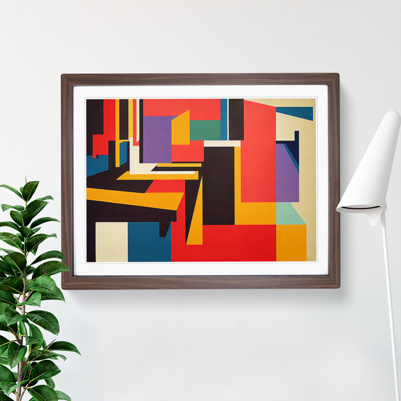 XH1022-8693X Suprematism Modern Art Vol.4 Abstract - Single Picture Frame Painting, 46cm H x 64cm W x 2cm D, Walnut