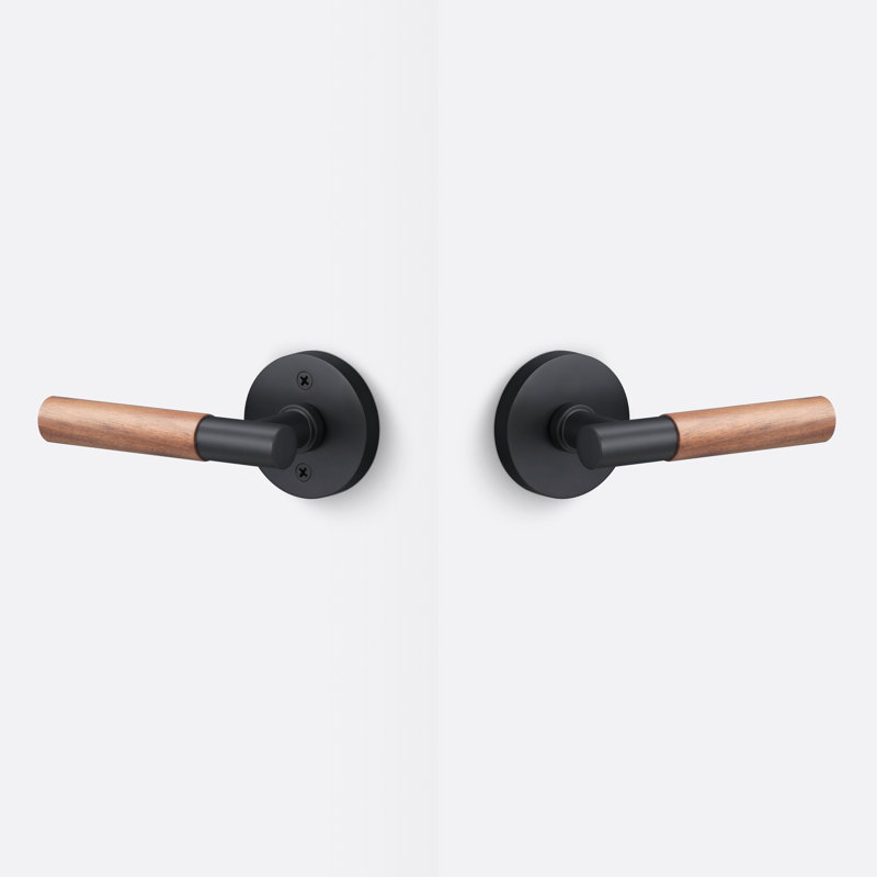 Aspra Round Passage Rosette, Smooth Grip, Flat Black/Walnut Grip