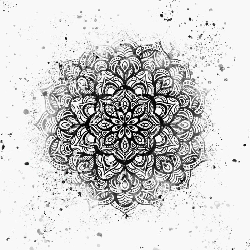 Mandala noir, H 20 po x l 20 po