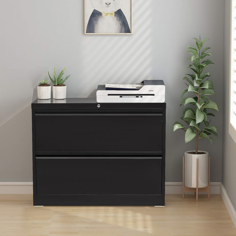 35.4'' Wide 2 -Drawer Steel Lateral Filing Cabinet, Black