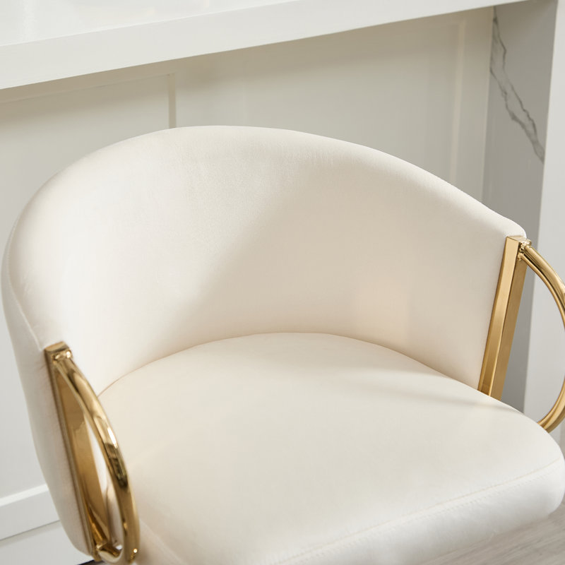Swivel Adjustable Height Bar Stool With Metal Frame, Cream