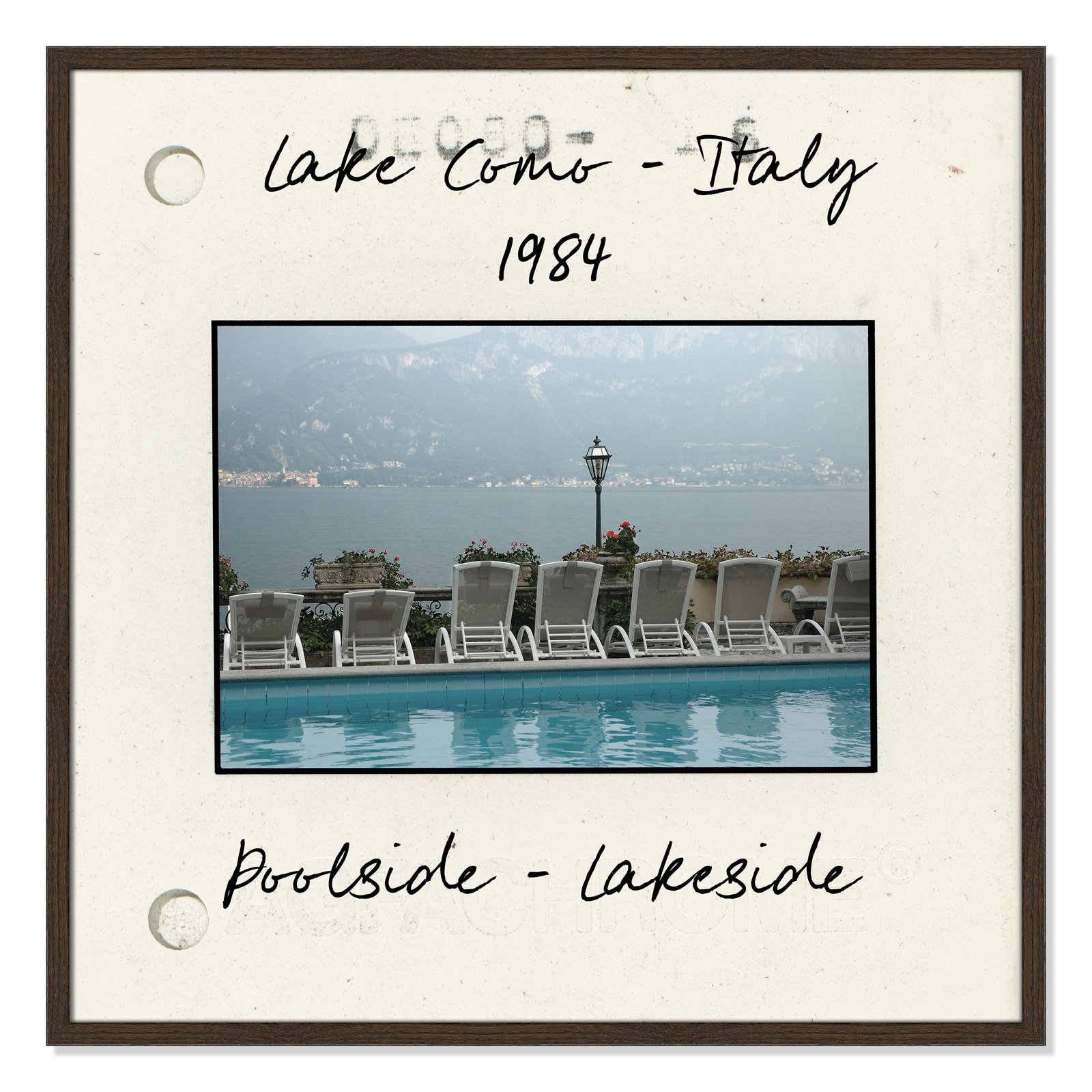 Travel Slide Collection "Lake Como, Italy" Print, Walnut Single Picture Framed Paper, 32" H x 32" W x 0.75" D