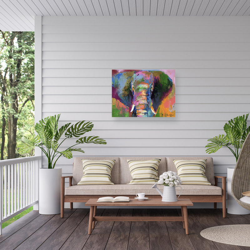 Éléphant bolognais 2 sur toile, H 24 po x l 32 po