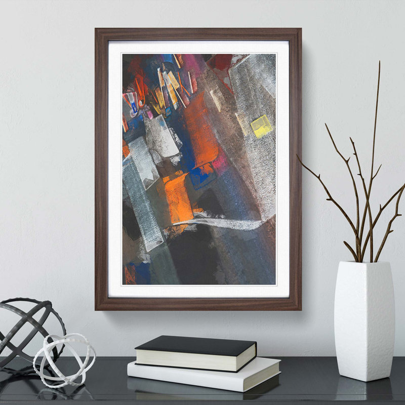 Strokes of Colour in Abstract - Picture Frame Graphic Art Print, 65cm H x 48cm W x 2cm D, Walnut Framed