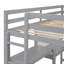 Lit mezzanine simple en bois avec tablettes, bureau, tableau d'écriture - ornement gris 3 po-869509118-869509117