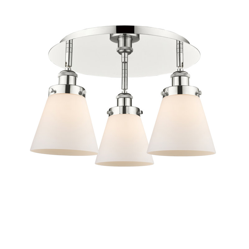 Plafonnier encastré 3 lumières Cone, Blanc mat, Nickel poli
