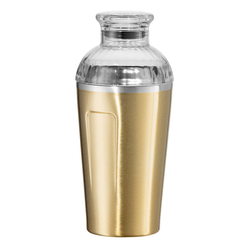Shaker à cocktail à double paroi 17 oz Oggi Barware Groove, Or