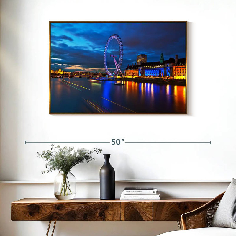 London Millennium Wheel de Londres, Cadre flottant doré, 37 po x 25 po