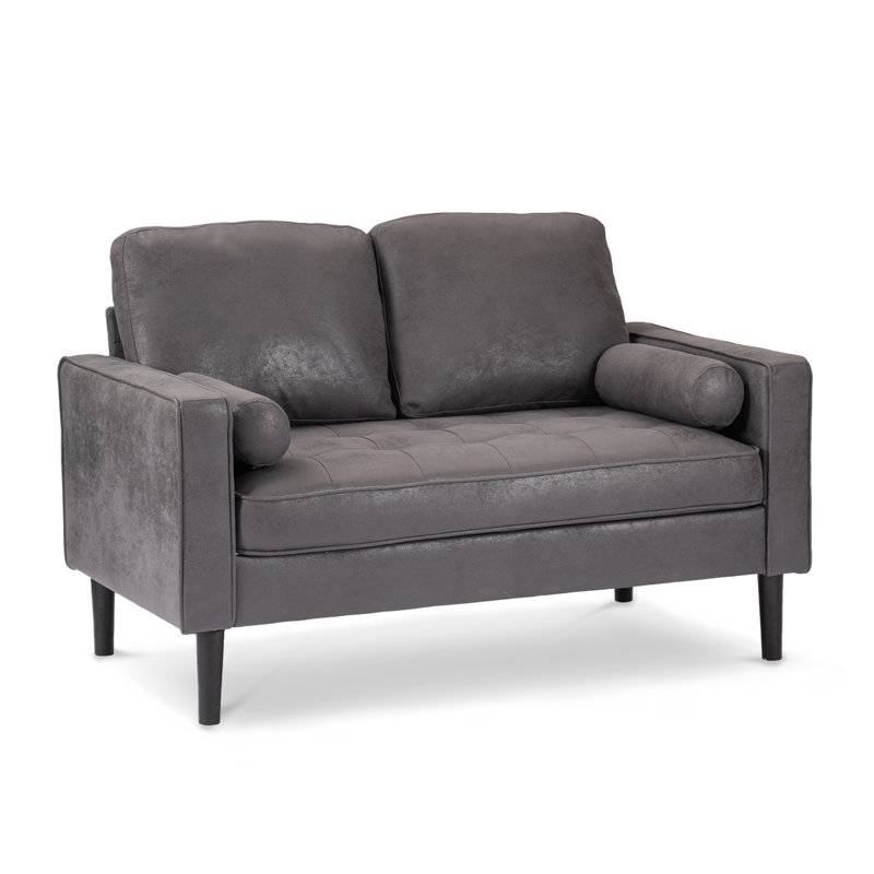 Baity Cushioned Loveseat Sofa, Microsuede Grey, 2