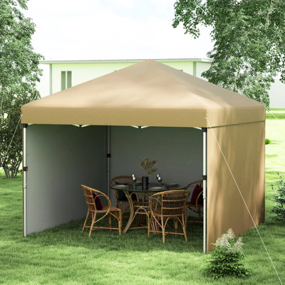 Pop Up Canopy 10' X 10', Sidewalls, Adjustable Height, Patio Garden Party Event Gazebo Tent Shelter, Beige Shelter Gazebo,