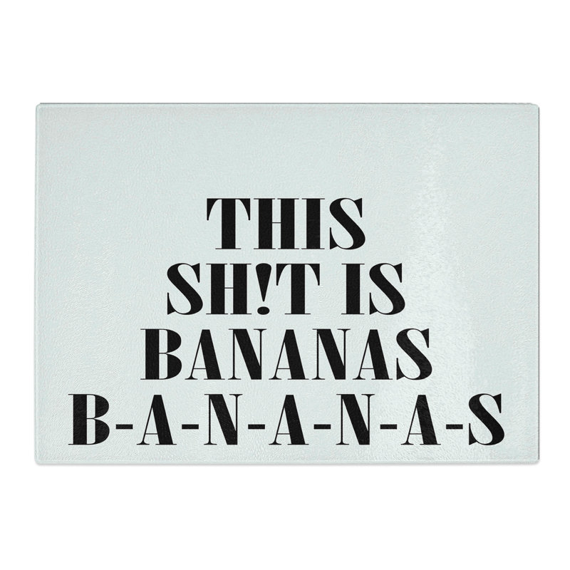 Bananas Typography Chopping Board, 0.4cm H x 28.5cm W x 39cm L