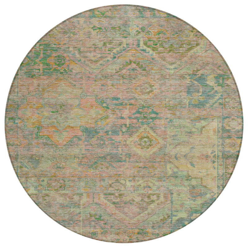 Aelain Green Washable Indoor-Outdoor Rug - LOOMLAN, 2'3" x 7'6"