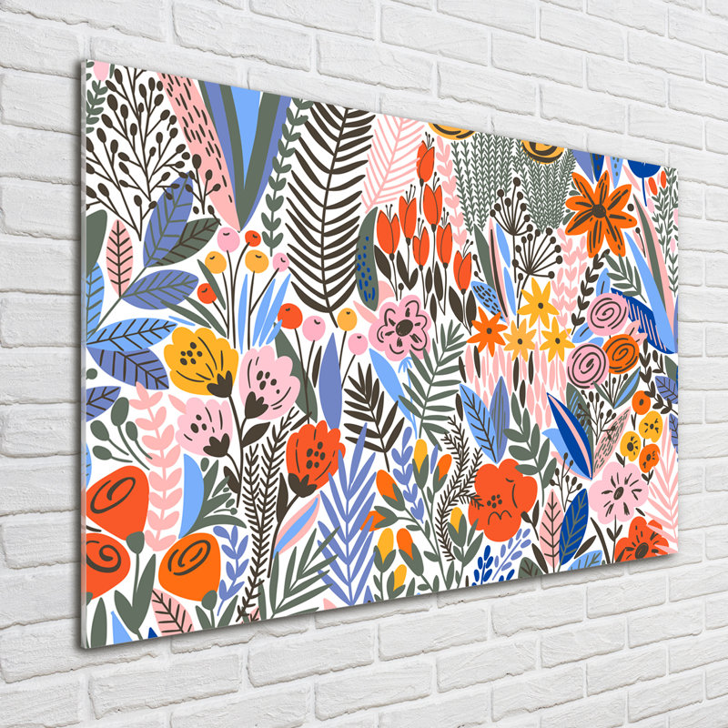 Floral Pattern - Unframed Art Prints on Glass