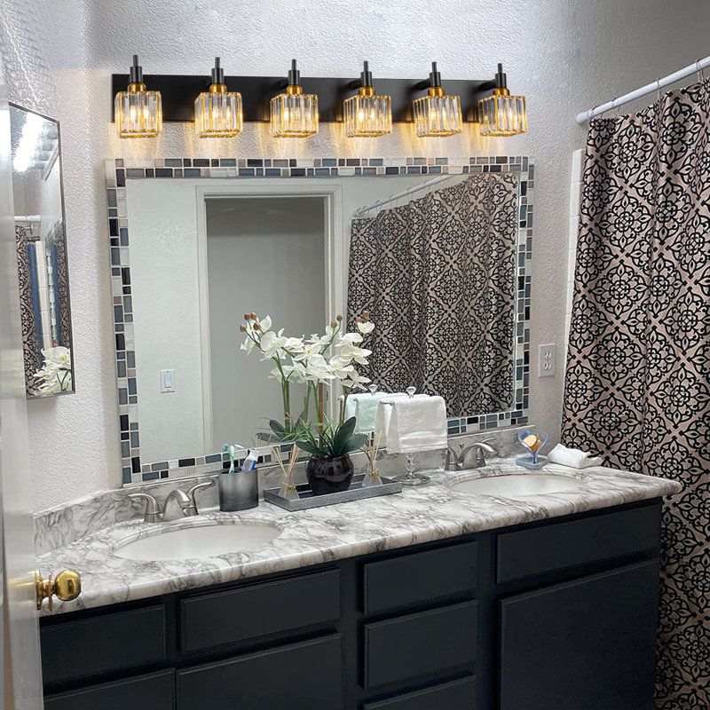 Taevion Dimmable Vanity Light, Black/Gold, 6 Lights