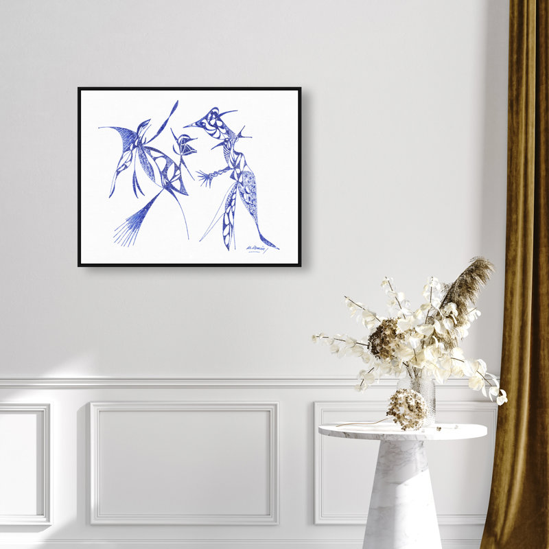 Manuel Roman - Dueling Herons Print by Oliver Gal, 31"H x 37"W, Black Floater Frame