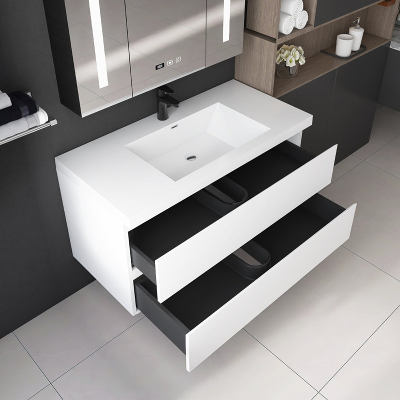 Meuble-lavabo simple 41,93 po avec plateau en résine Charlay