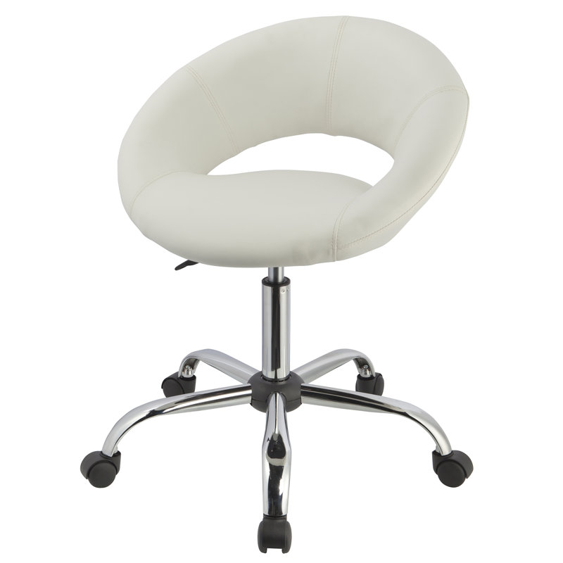Betsye Backed Adjustable Height Ergonomic Active Stool with Wheels, White