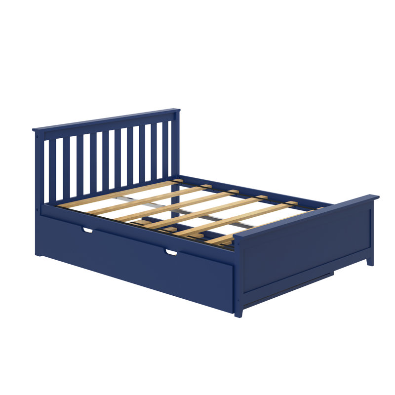Boling Full Solid Wood Platform Bed with Trundle, Blue, Full