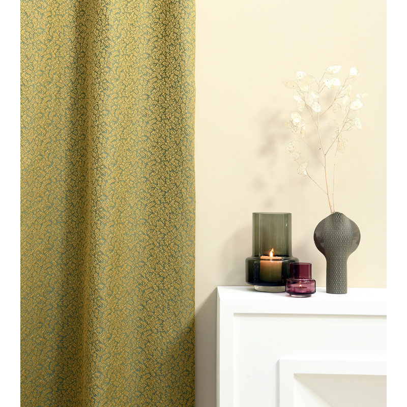 Rameaux Cotton Blend Performance Fabric, Green/Golden